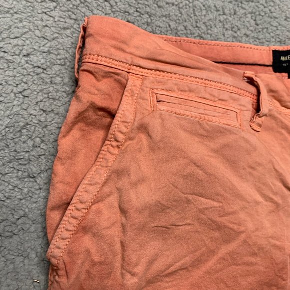 American Eagle Extreme Flex Shorts Mens 31 x 9 Washed Red Slim Chino Distressed - Picture 10 of 11